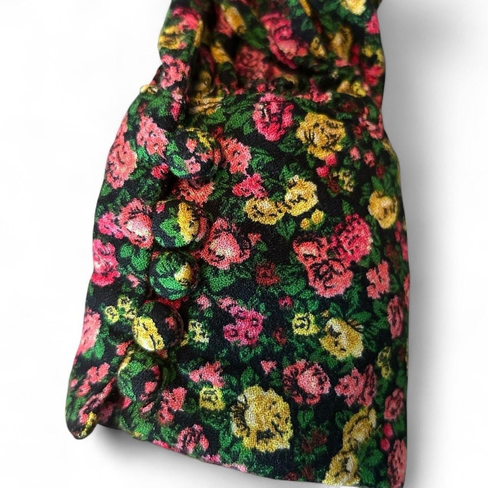 Floral Long Sleeve Maxi Dress in Black and Pink - Picture 6 of 12
